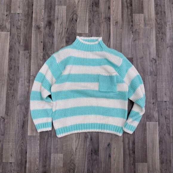 Vintage Striped mock neck chunky knit sweater - Picture 1 of 4